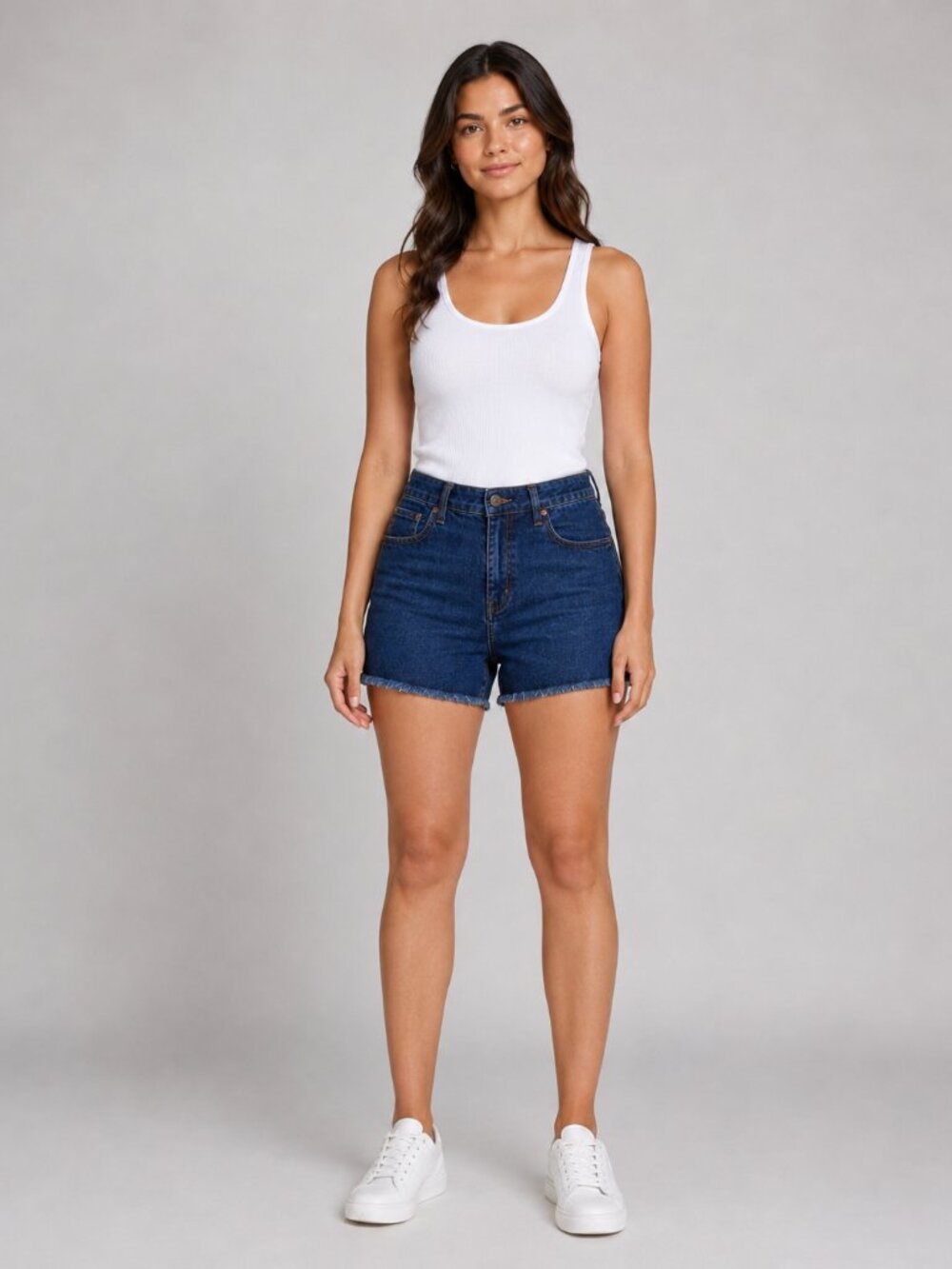Kensie Jeans The Jada High Rise Denim Shorts Size 8/29 Dark Wash Raw Hem